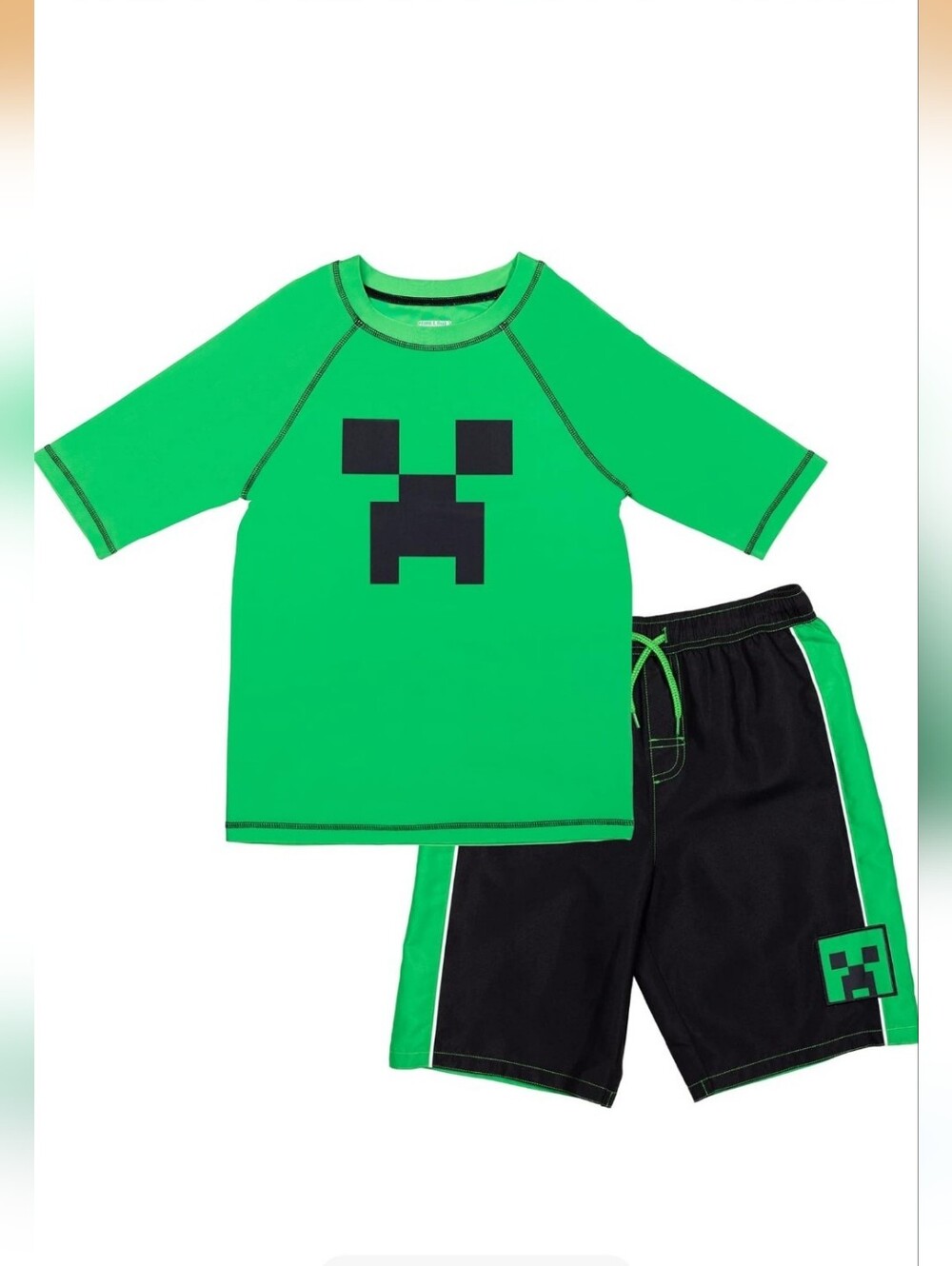 Minecraft Rash Guard Swim Size 10/12 NWT